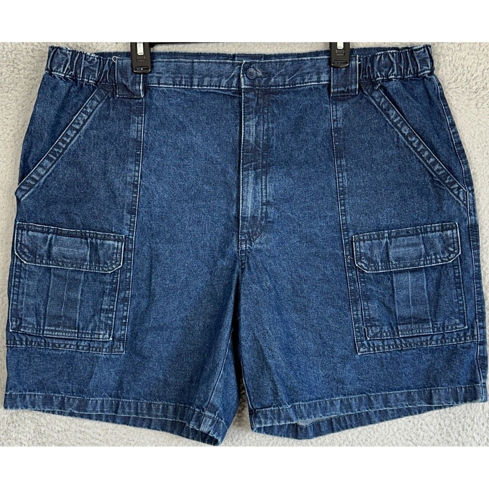 Savane Shorts Mens 42 Blue Cargo Jean Denim Safari Pocket Utility Stretch Waist